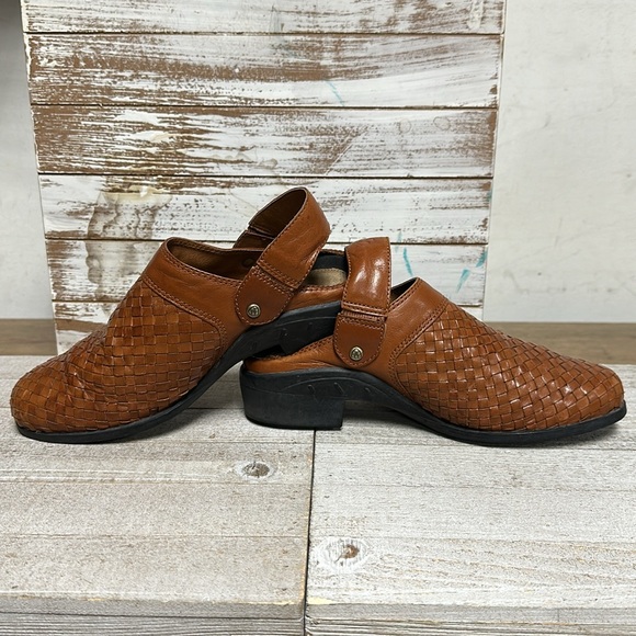 Ariat euc brown woven leather slip back convertible slip on mule clogs booties - Picture 7 of 12